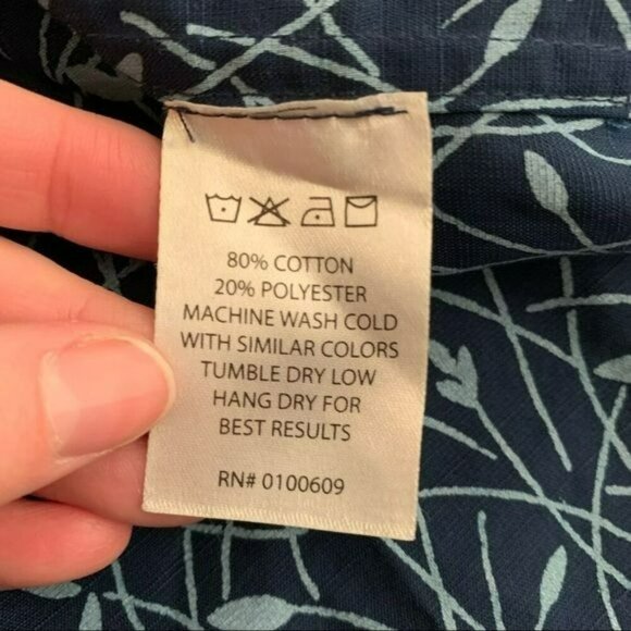The neighborhood thieves men’s short sleeve full button down with blue leafs - L - Picture 3 of 6